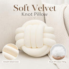Petrella Cream Knot Pillow Ball, 11 Inch Round Decorative Pillow - Image 2