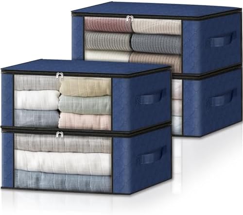 HomeHacks 4-Pack Clothes Organizer Storage Bags, 35L Storage Bins by HomeHacks