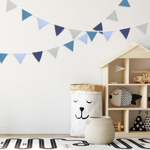 Oudain 2 Pcs Pennant Banner Flags Nursery Garland Triangle, Bright Color - Image 5