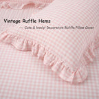Blush White Gingham Ruffle Body Pillow Cover 20"x54" - Image 4