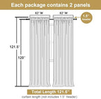 Lecloud Leia White Sheer Curtains 120 Inches Long 2 Panels, Jacquard Textured - Image 3