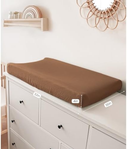 Konssy 100% Cotton Muslin Changing Pad Cover 2 Pack - Image 3
