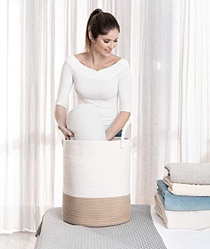 OrganiHaus Tall Cotton Rope Laundry Basket & Hamper, Blanket Storage 52L - Image 6