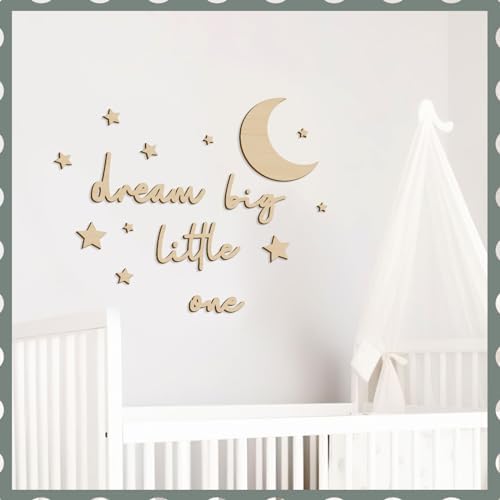 Briwooody 15 Pcs Dream Big Little One Moon Stars Nursery Decor, Wood Color - Image 4