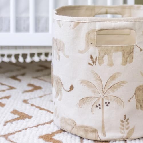 Crane Baby Fabric Round Nursery Storage Basket, Toy Storage, Safari Animal - Image 4
