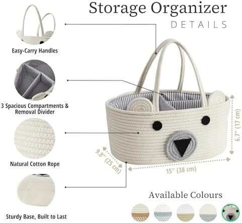 DECOMOMO Teddy Bear Basket, Large Diaper Caddy Basket - Image 3