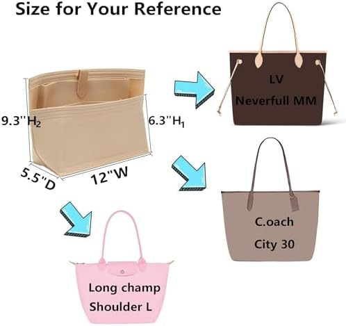 Doxo Purse Organizer Insert for Handbags, Felt Neverfull MM Organizer Insert - Image 2