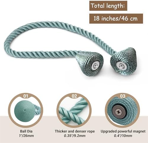 Hion Magnetic Curtain Tiebacks Blue 2pcs, Curtain Holdbacks Hooks Holders - Image 2