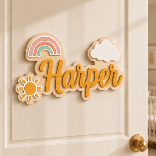 Custom Wooden Name Sign for Baby Nursery, Kids Room Door & Wall Decor by Unknown