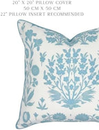 Jillien Harbor “The Charlotte” Bright Sky Blue Floral Block Print Pillow Cover - Image 6