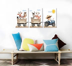 3Pcs Cute Farm Animals Canvas Wall Art Nursery Cartoon Watercolor Animal - Image 4
