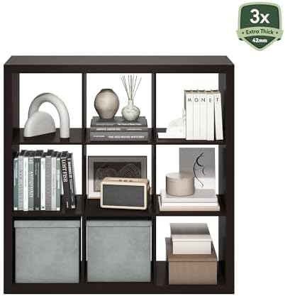 Furinno Cubicle Book Shelf, 9-Cube Bookshelf, Triple Thick Frame Cube Storage - Image 6