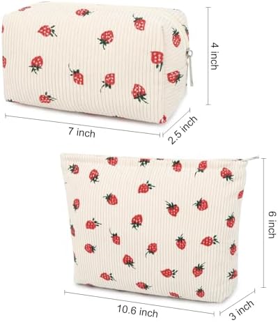 SOIDRAM 2 Pcs Cute Makeup Bag Large Cosmetic Bag Toiletry Bag Makeup Pouch - Image 3