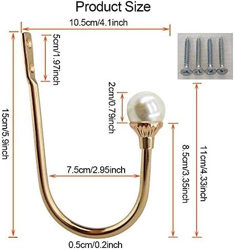 6 Pack Curtain Holdbacks Wall Mounted Curtain Tiebacks Hooks Plastic Pearl U - Image 4