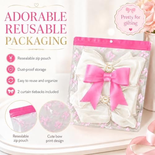 2 Pack French Silky Bow Curtain Tiebacks - Image 7