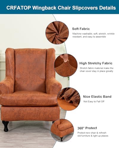 CRFATOP Wingback Chair Covers Stretch Armchair Slipcovers - Image 2
