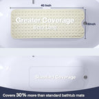 Extra Long Bathtub Mat Non Slip Bath Mat Beige 40"x16" Full Size - Image 2