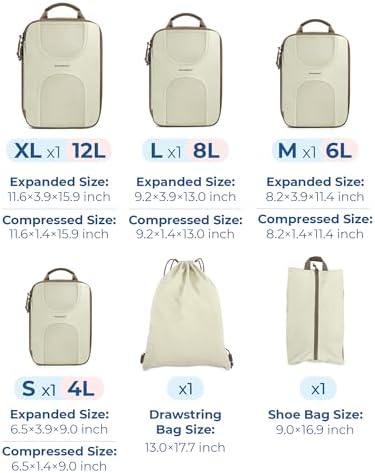 BAGSMART 6 Set Compression Packing Cubes, Travel Luggage Organizer Bags - Image 2