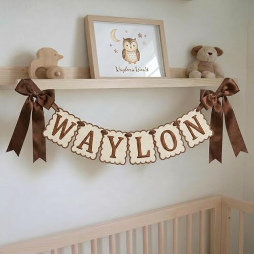 Custom Embroidered Baby Banner, Personalized Baby Name Banner, Scallopped Bow - Image 3
