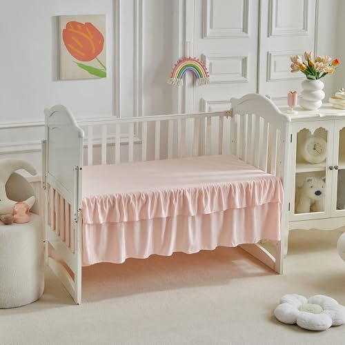 Lace Ruffle Crib Bedding Set 3 Pieces Baby Boho Lace Quilted Comforter - Image 7