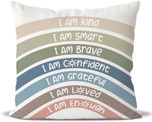 QIYUHOY Reseda Boho Rainbow Classroom Throw Pillow Covers, 18x18 Inch by QIYUHOY