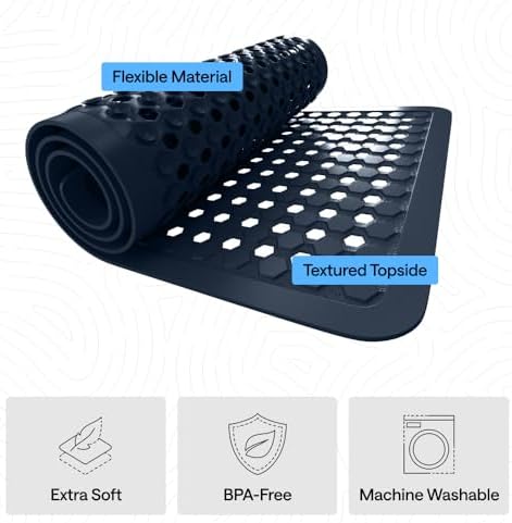 GORILLA GRIP Bath Tub Shower Mat, Bathtub Floor Liner, 35x16 Navy Opaque - Image 4
