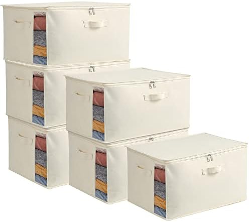 6 Pack Canvas Comforter Storage Bags by Vailando