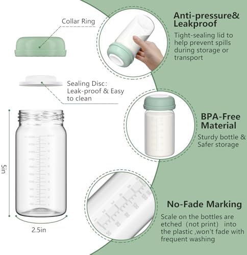 Breastmilk Storage Bottles Collection Bottles, 10oz Wide-Neck Breast Milk - Image 4