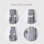 NICEEC 4 Pack Wooden Polyhedron Magnetic Curtain Tiebacks Boho Home Decor Drape - Image 6