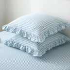 2 Pack Light Blue White Gingham Euro Pillow Shams 26''x26'' - Image 3