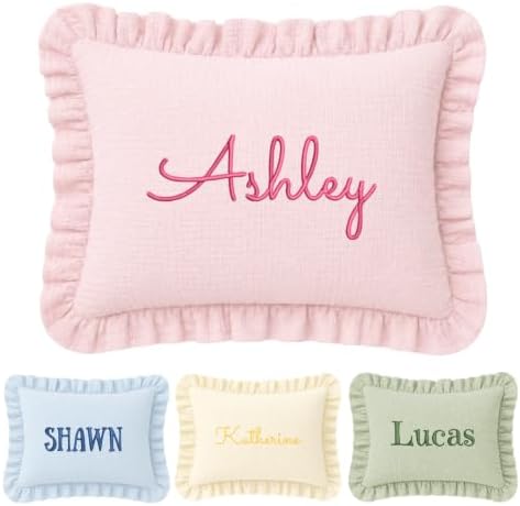 Custom Initials Muslin Pillow Cover, Monogram Pillow Covers, Embroidered Pillow by Locobird