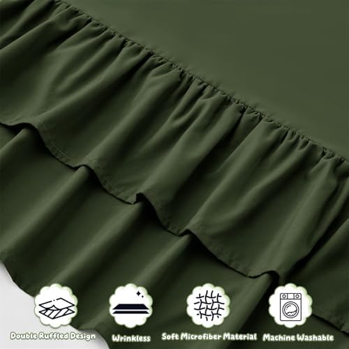 Ruffled Crib Bed Skirt, Olive Green, Soft Double Layer - Image 7