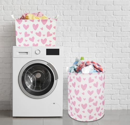NTAOHAMPER 24L Children's Day Father Gifts Pink Heart Fabric Storage Basket - Image 5