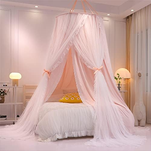 VETHIN Double Layer Princess Round Dome Canopy Bed Curtain - Image 2