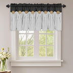 ASPMIZ Cotton Linen Kitchen Valance Curtains, Boho Rustic Button Linen Valances by ASPMIZ