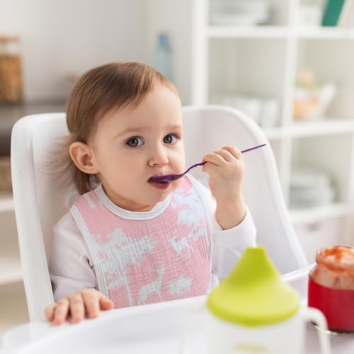 Muslin Bibs for Baby Girl, Adjustable Fit for Drooling and Teething Toddler - Image 3