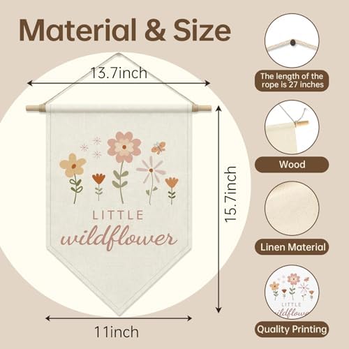 Girls Nursery Decor, Little Wildflower Pennant Hanger Banner - Image 5