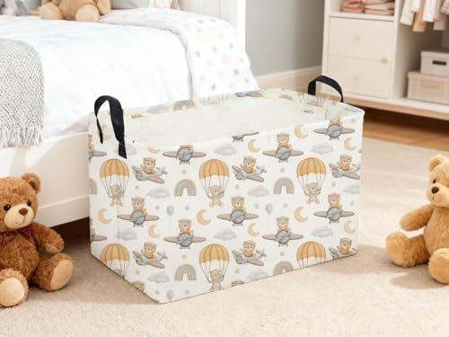 Sanjiaofeng Rectangular Kids Basket Bear Storage Bins, Cute Storage Basket - Image 5