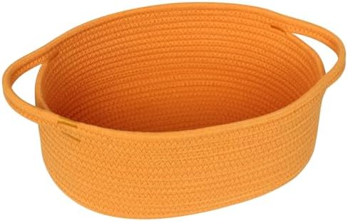 MEGASKET Orange Woven Basket, Cute Cotton Rope Cat Dog Toy Bin Box, Small Woven by MEGASKET