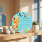 Dinosaur Baby Announcement Sign, Wooden Nursery Name Decor 6in - Image 4