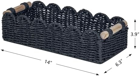 CubesLand Scalloped Toilet Paper Storage Basket W/Handle - Image 3
