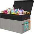 Large Toy Storage Box with Lid, Toy Chest with Divider, Foldable Organizer by Fineonly