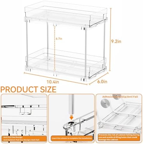 2 Set, 2 Tier Pull Out Cabinet Organizer - Image 3