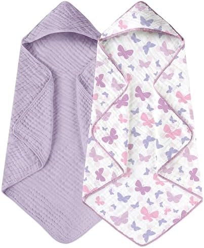 Yoofoss Hooded Baby Bath Towels 2 Pack 100% Muslin Organic Cotton by YOOFOSS