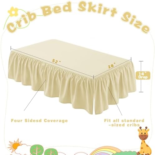 SiinvdaBZX Ivory Crib Skirt Dust Ruffle, Microfiber Crib Bed Skirt - Image 4