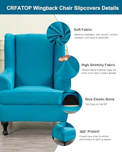 CRFATOP Wingback Chair Covers Wing Armchair Slipcovers - Image 2