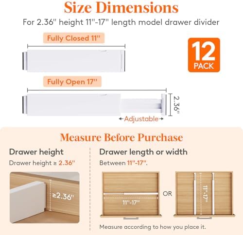 Lifewit 2.36" Upgrade Kitchen Drawer Dividers, Adjustable Drawer Organizer - Image 2