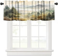 Forest Valance Curtain for Kitchen, Watercolor Mountain Forest Nature Tree by LOMADIA