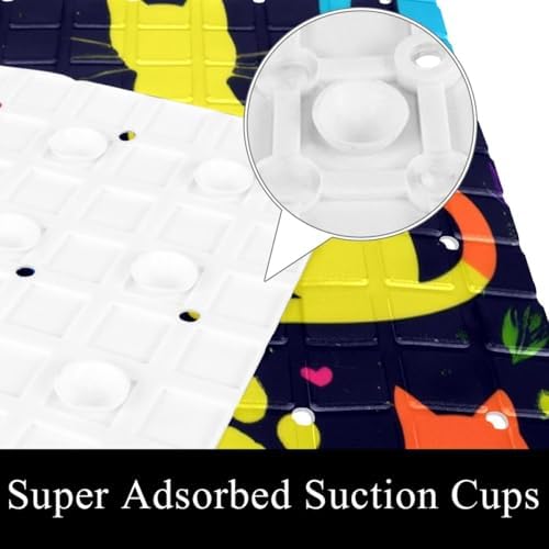 Shower Mat Non Slip, Colorful Cats Paws Anti Slip Bath Mat - Image 3