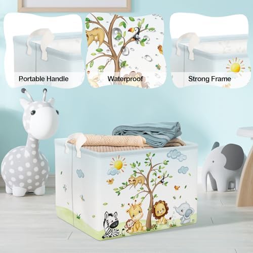 Clastyle 36L Large Safari Animal Tree Baby Basket Giraffe Lion Elephant Toy - Image 4